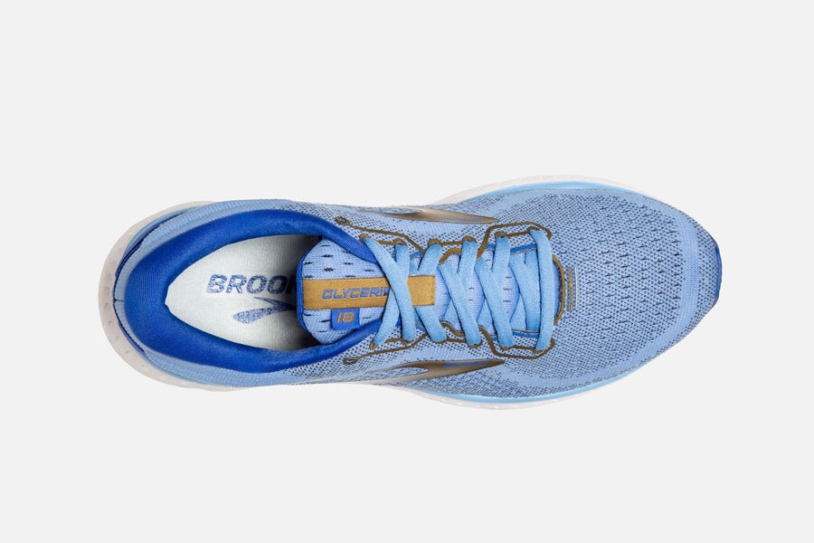 Brooks Running Shoes - Glycerin 18 Road Womens - Blue/Gold - JOT-274568